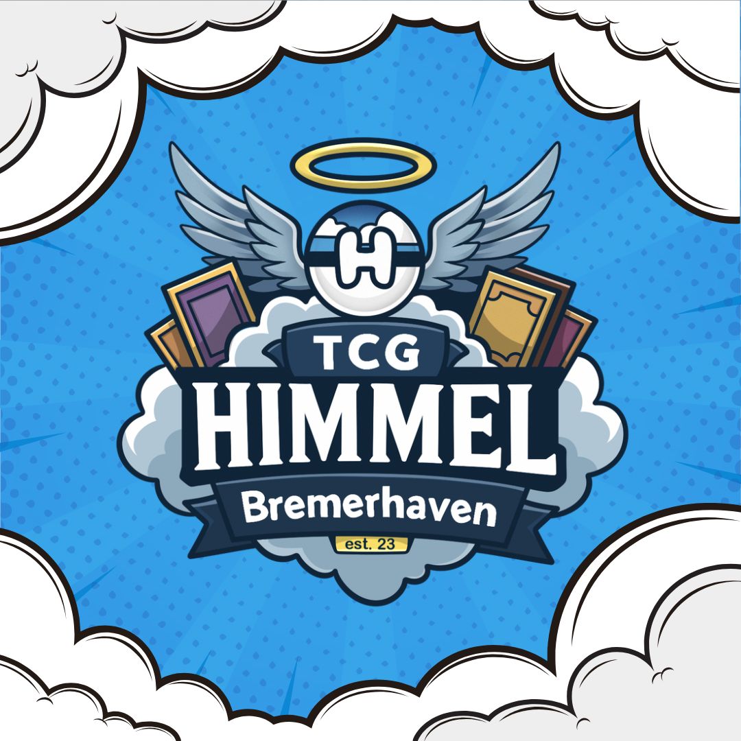 Das Bild zeigt ein Logo mit einem Himmel als Hintergrund, Inder Mitte sind Flügel und Sa,mmelkarten abgebildet.